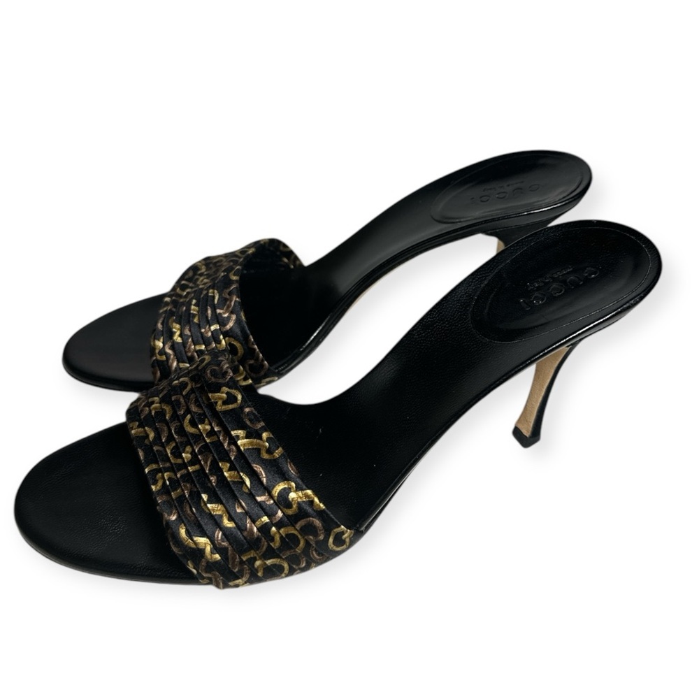 Gucci women’s horsebit accent satin slip on mule heels size 7.5 - Picture 5 of 11